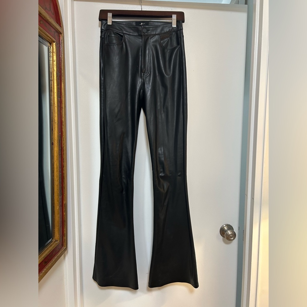 7 For All Mankind. Faux Leather Flare Pants size 25